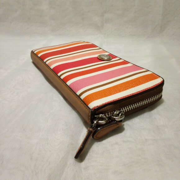 Coach Long Zip Around Coated Canvas w/Leather Trim,, EUC - Picture 5 of 13